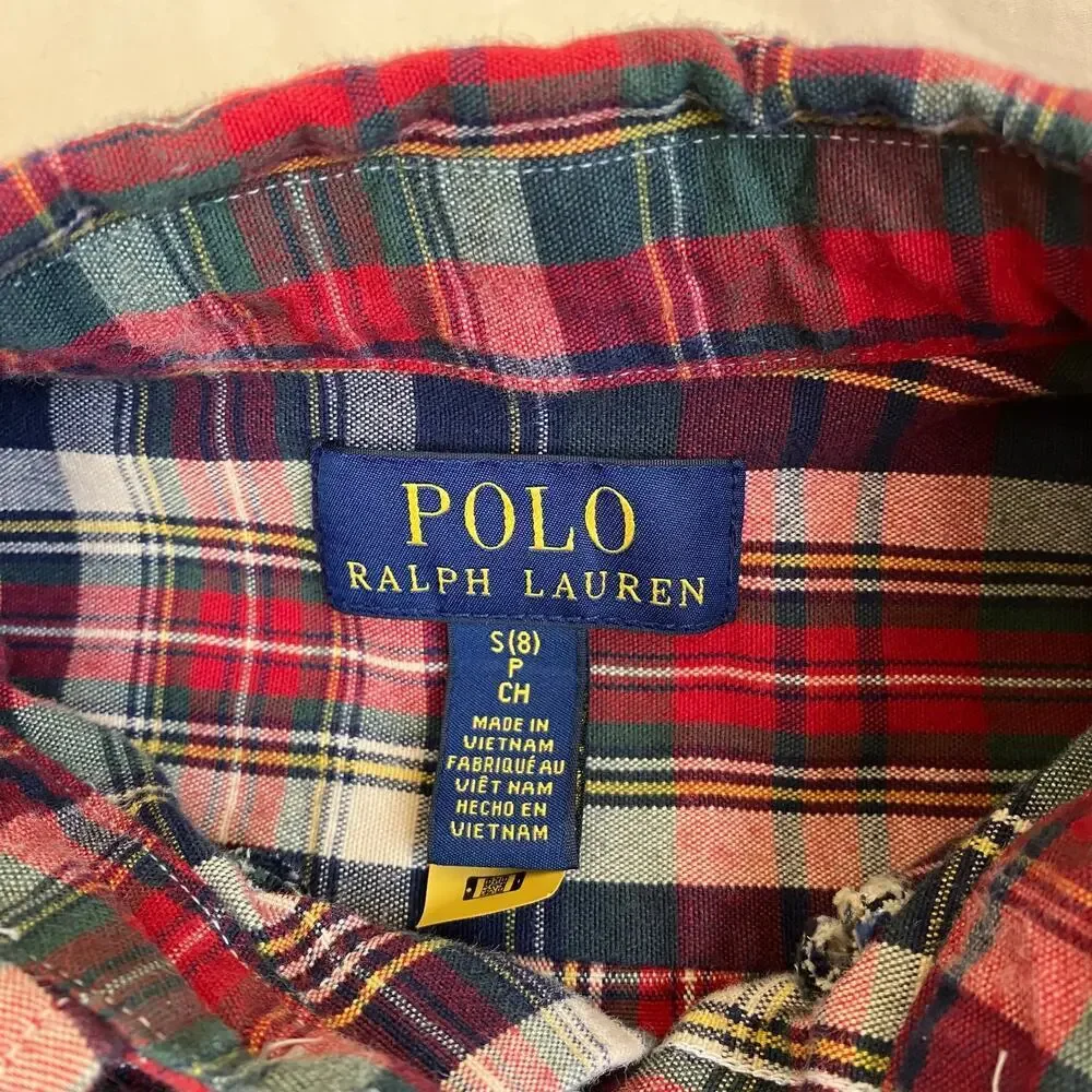 Polo Ralph Lauren Boys S (8) Bundle of Two Plaid Button-down Shirts Oxford Fun